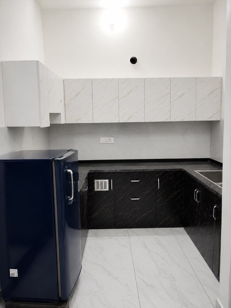 Italian Marble UPVC finish in black gold marble kitchen