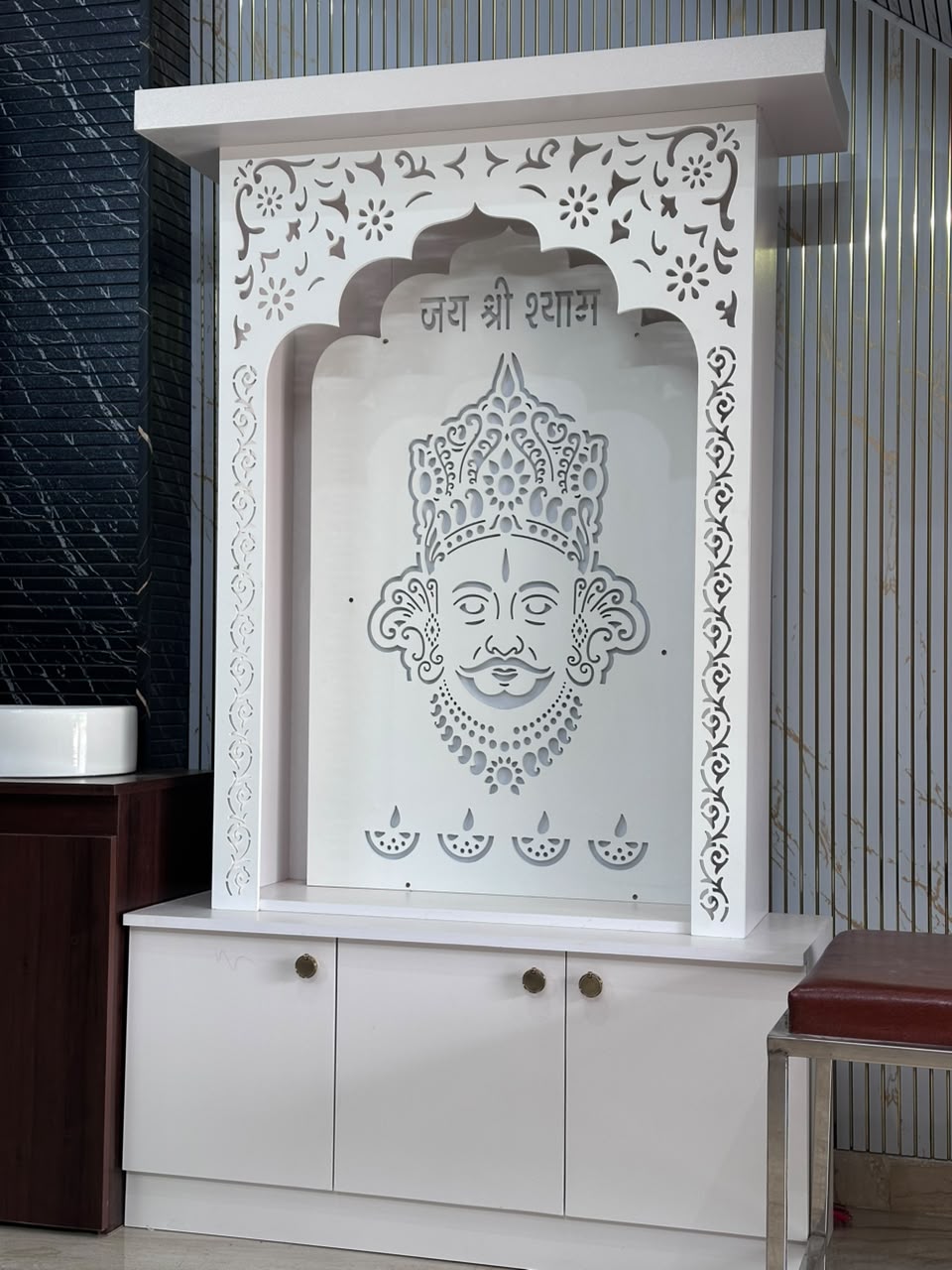 CNC Laser-Cut Jai Shree Shyam Illuminated UPVC Mandir, Sector 14 Hisar